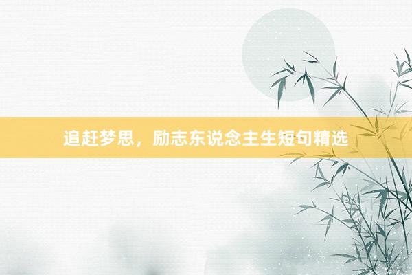 追赶梦思，励志东说念主生短句精选
